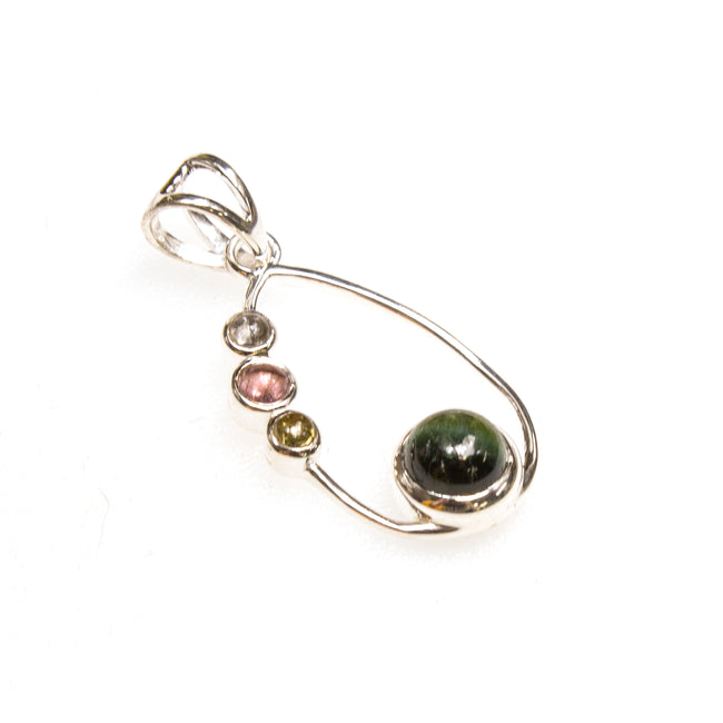 SS Tourmaline Cabochons Pear Pendant