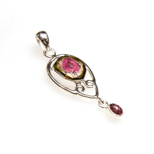 SS Watermelon Tourmaline Filigree Pendant