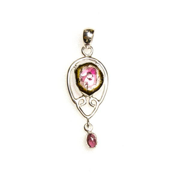 SS Watermelon Tourmaline Filigree Pendant