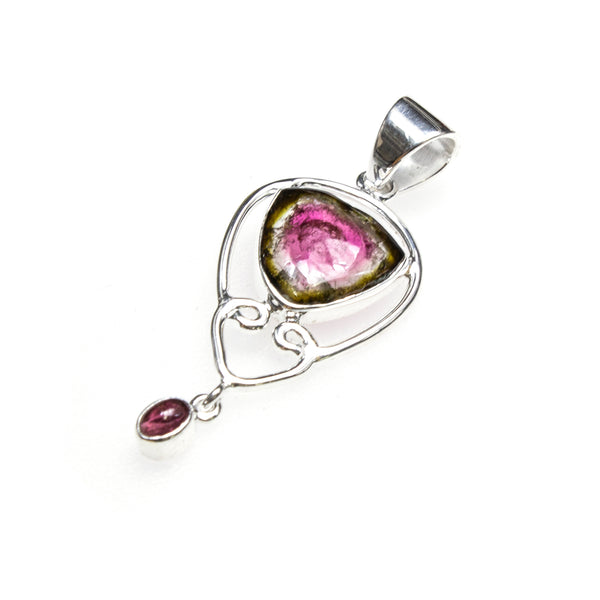 SS Watermelon Tourmaline Filigree Pendant