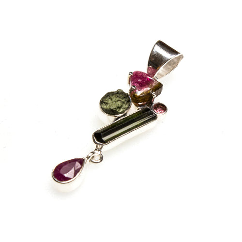 SS Mixed Tourmaline Pendant