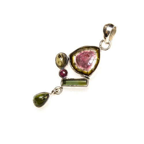 SS Watermelon Tourmaline Collection Pendant