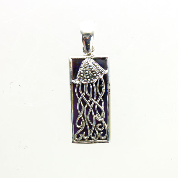 SS Small Abalone Jellyfish Rectangle Pendant