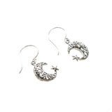 SS Crescent Moon & Star Filigree Earrings