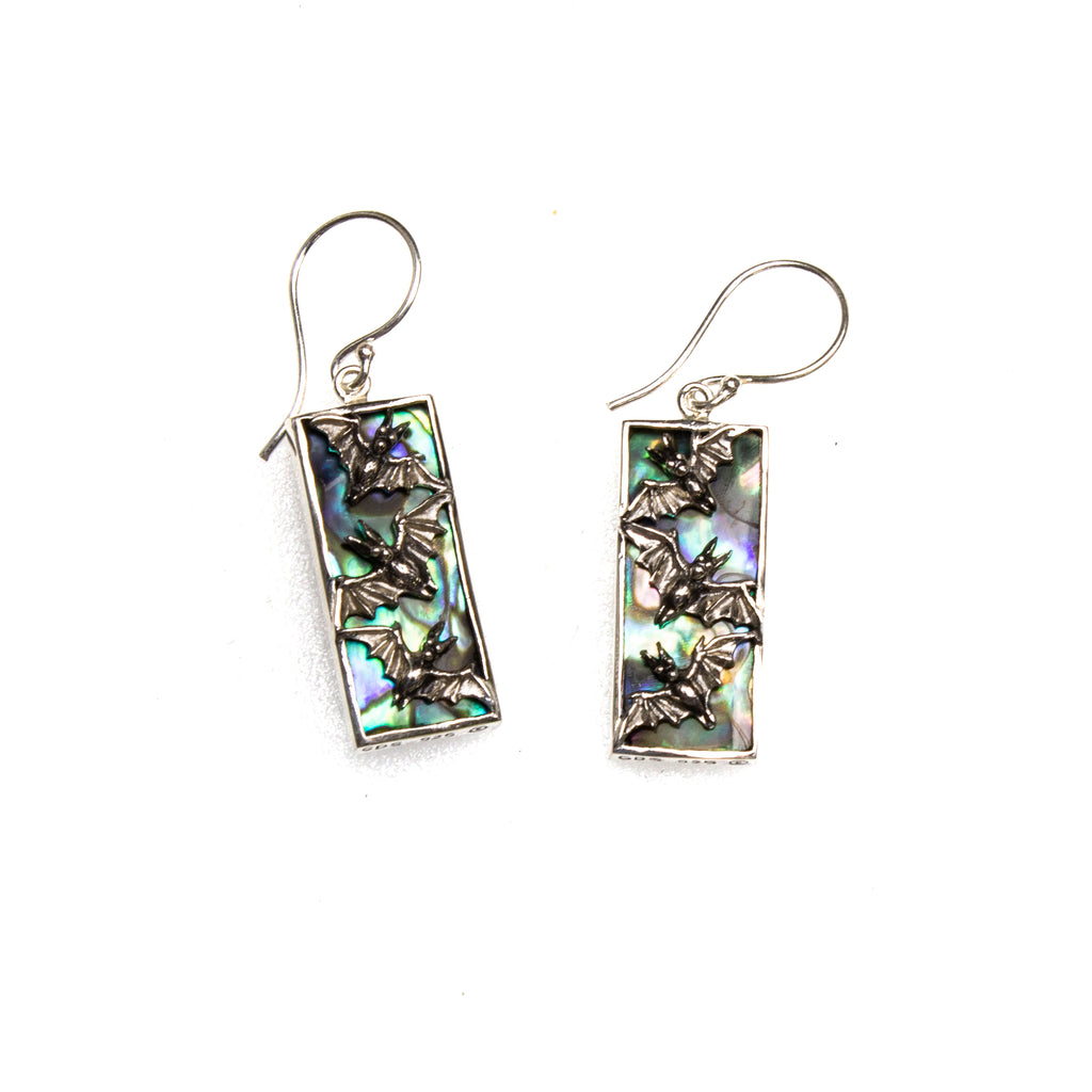 SS Abalone Bat Rectangle Earrings