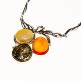 SS Leaves and Amber Berries Necklace
