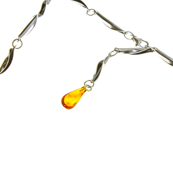 SS Leaves and Amber Berries Necklace