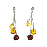 SS Multicolored Amber Rose Drop Earrings