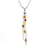 SS Multicolored Amber Cube Drop Necklace
