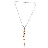 SS Multicolored Amber Cube Drop Necklace