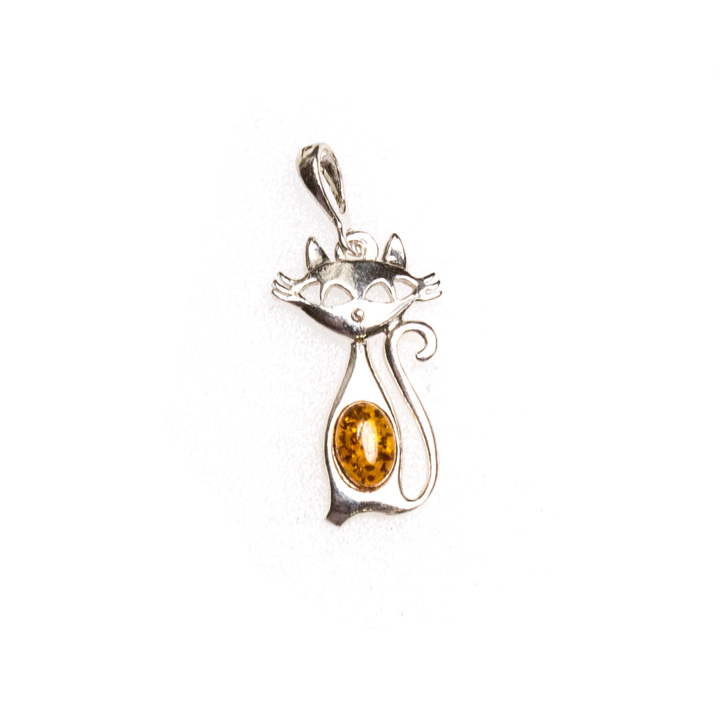 SS Amber Cat Pendant