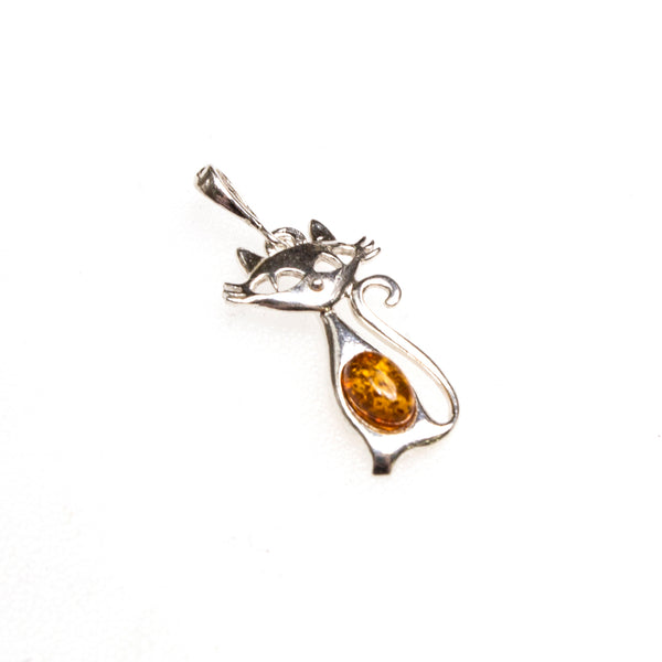 SS Amber Cat Pendant