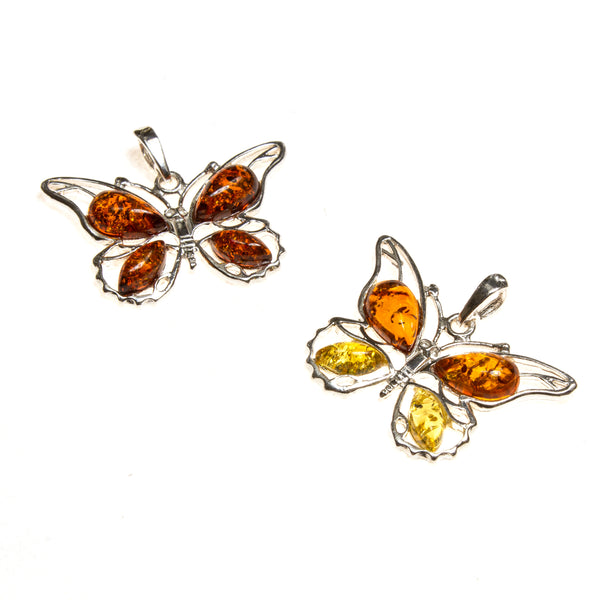 SS Amber Butterfly Pendant