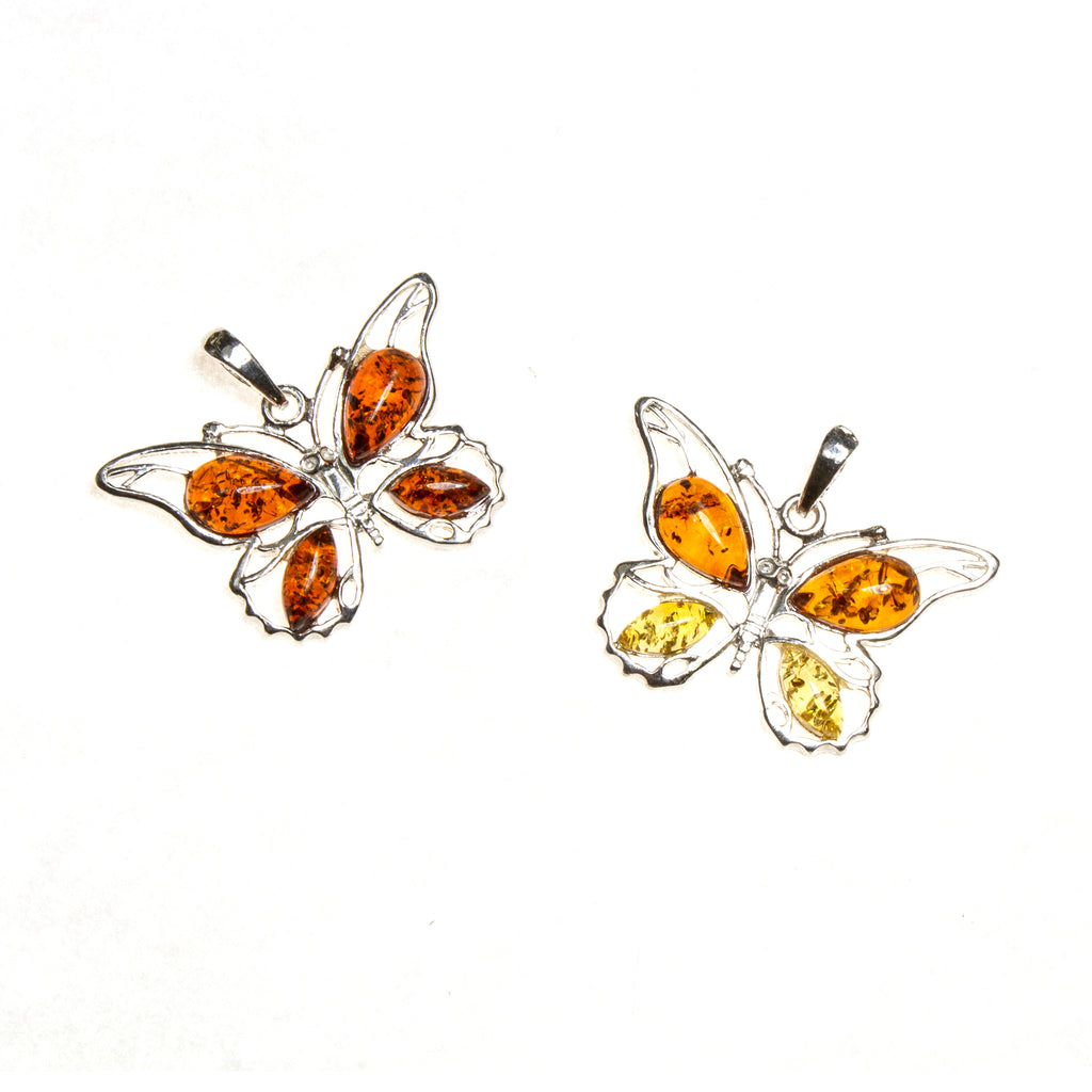 SS Amber Butterfly Pendant