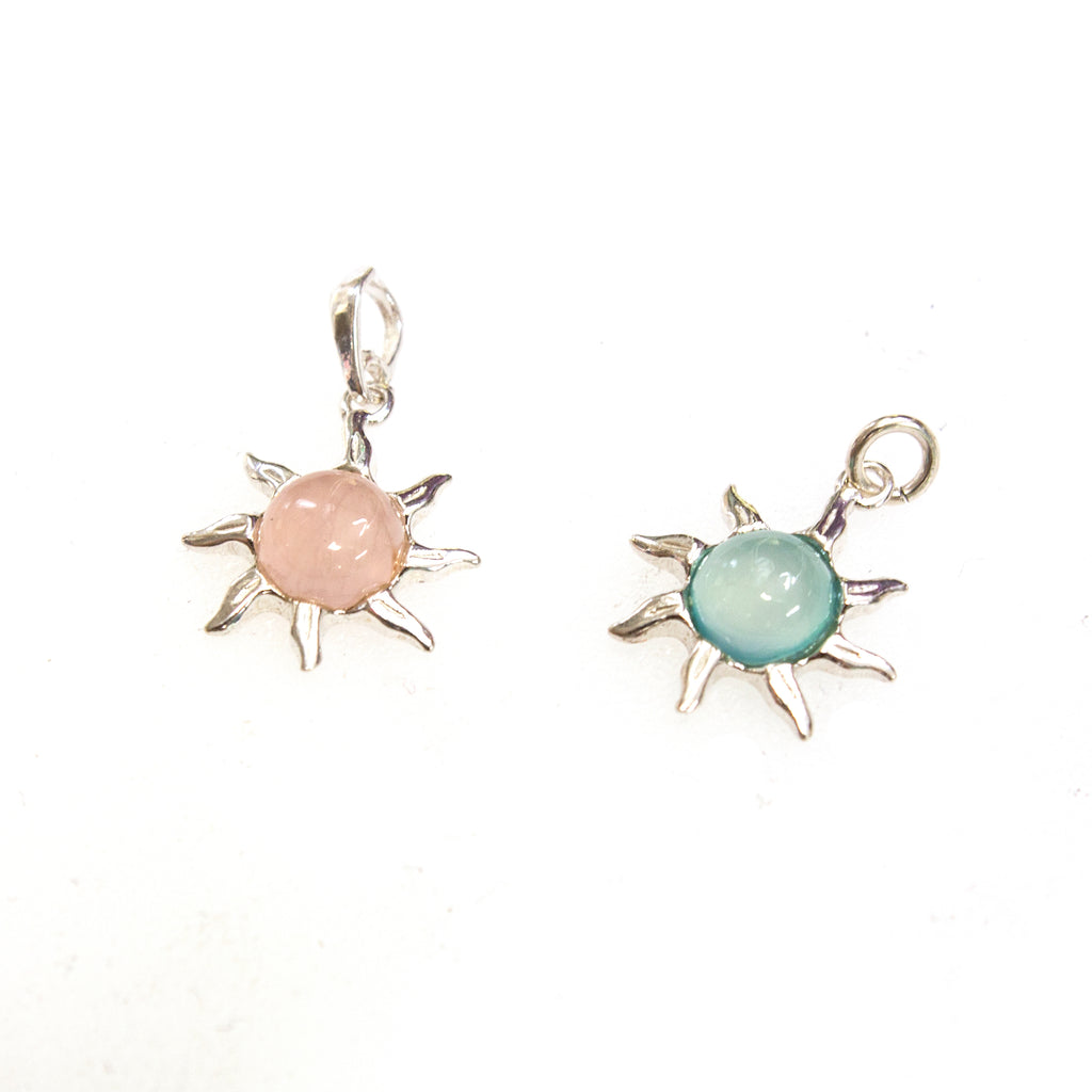Seafoam Chalcedony Sun Pendants
