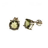 Sterling Silver 7mm Round Moldavite Post Earrings