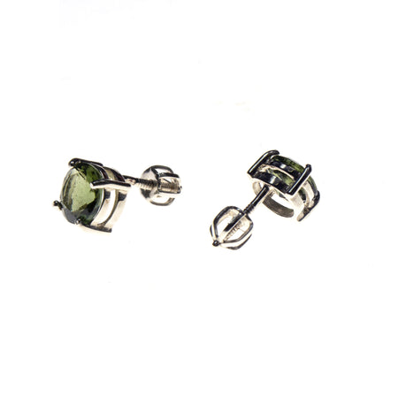 SS Rough Silicon Quartz Pronged Earrings