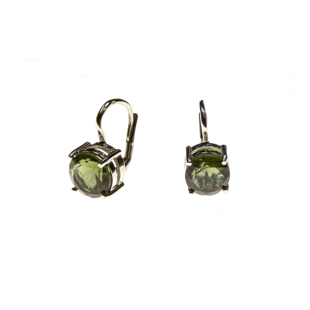 Sterling Silver 8mm Moldavite Earrings