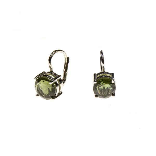 Sterling Silver 8mm Moldavite Earrings