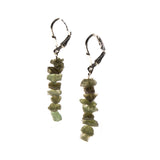 Sterling Silver Moldavite Chip Stack Dangle Earrings