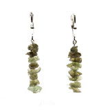 Sterling Silver Moldavite Chip Stack Dangle Earrings