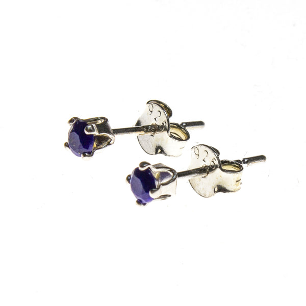 SS 3mm Sapphire Prong Stud Earrings