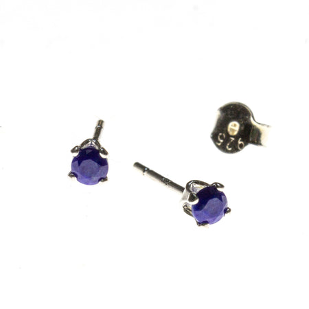 14K White Gold Oval 4mm x 6mm Sapphire Stud Earrings