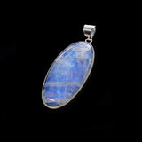 SS Oval Rainbow Moonstone Bezel Pendant