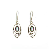 SS Suspended Blue/Mystic Topaz Filigree Dangle Earrings