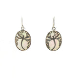 SS Mother of Pearl Oval Dragonfly Dangle Earrings