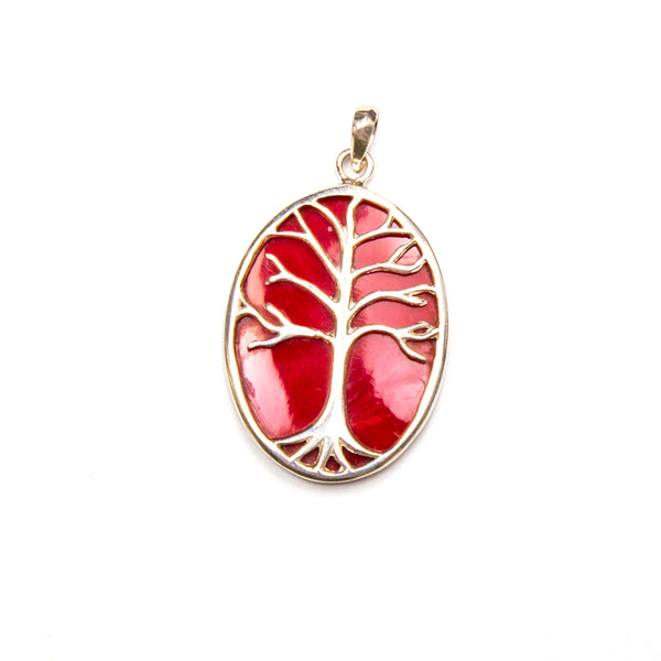 SS Coral Tree of Life Oval Pendant