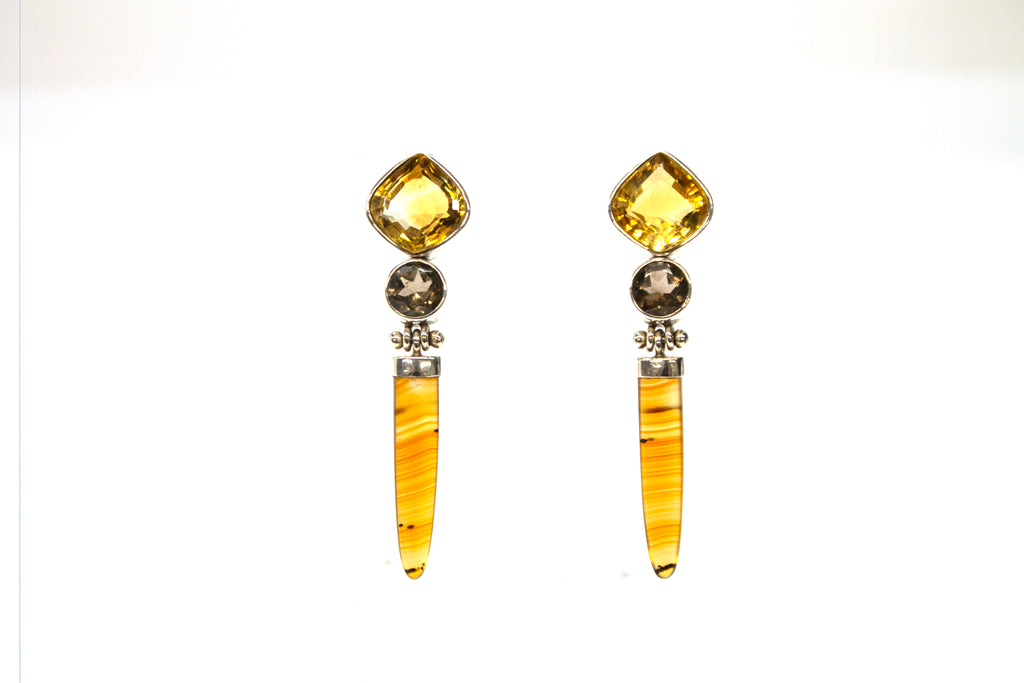 SS Citrine and Montana Agate Dangle Earrings