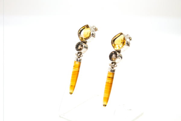 SS Citrine and Montana Agate Dangle Earrings
