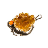 SS Citrine Cluster & Carnelian Pendant