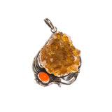 SS Citrine Cluster & Carnelian Pendant