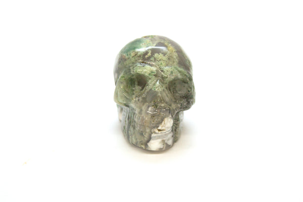 Jasper Skull Carving Green and White