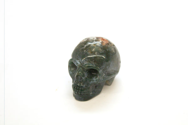 Dark Green Jasper Skull Carving