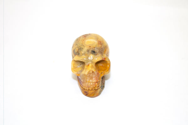 Yellow and Brown Jasper Skull Carving