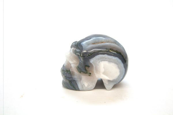 Gray and White Jasper Carved Skull