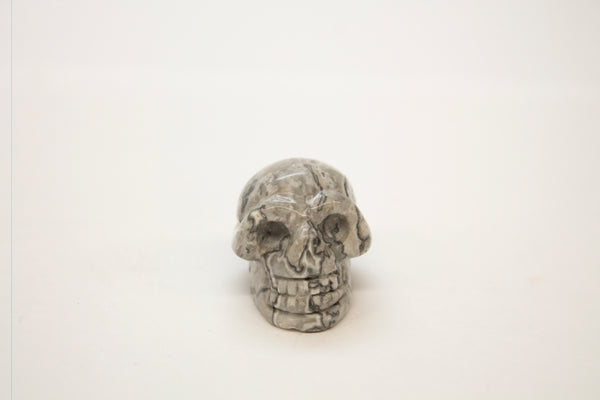 Black and White Jasper Skull Carvings