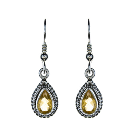 SS Small Created Citrine Rectangle Earrings