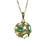 14K Yellow Gold Peridot Tsavorite Necklace