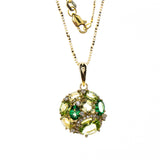 14K Yellow Gold Peridot Tsavorite Necklace