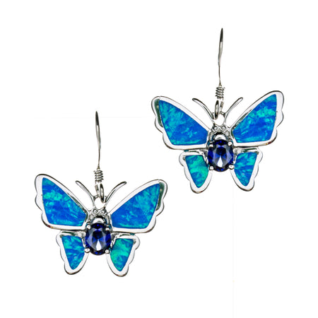 SS Multi Inlay Wavy Dragonfly Earrings