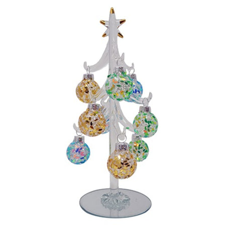 6" Metallic Gold Glass Christmas Tree w/ 9 Ornaments