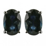 14K White Gold Oval 4mm x 6mm Sapphire Stud Earrings
