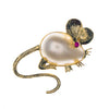 14K Yellow Gold Mabe Pearl Ruby Mouse Pendant