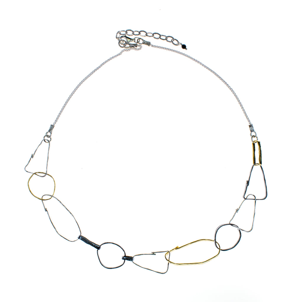 Sterling Silver Vermeil Oxdized Link Necklace