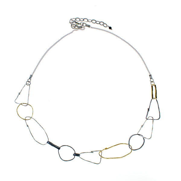Sterling Silver Vermeil Oxdized Link Necklace