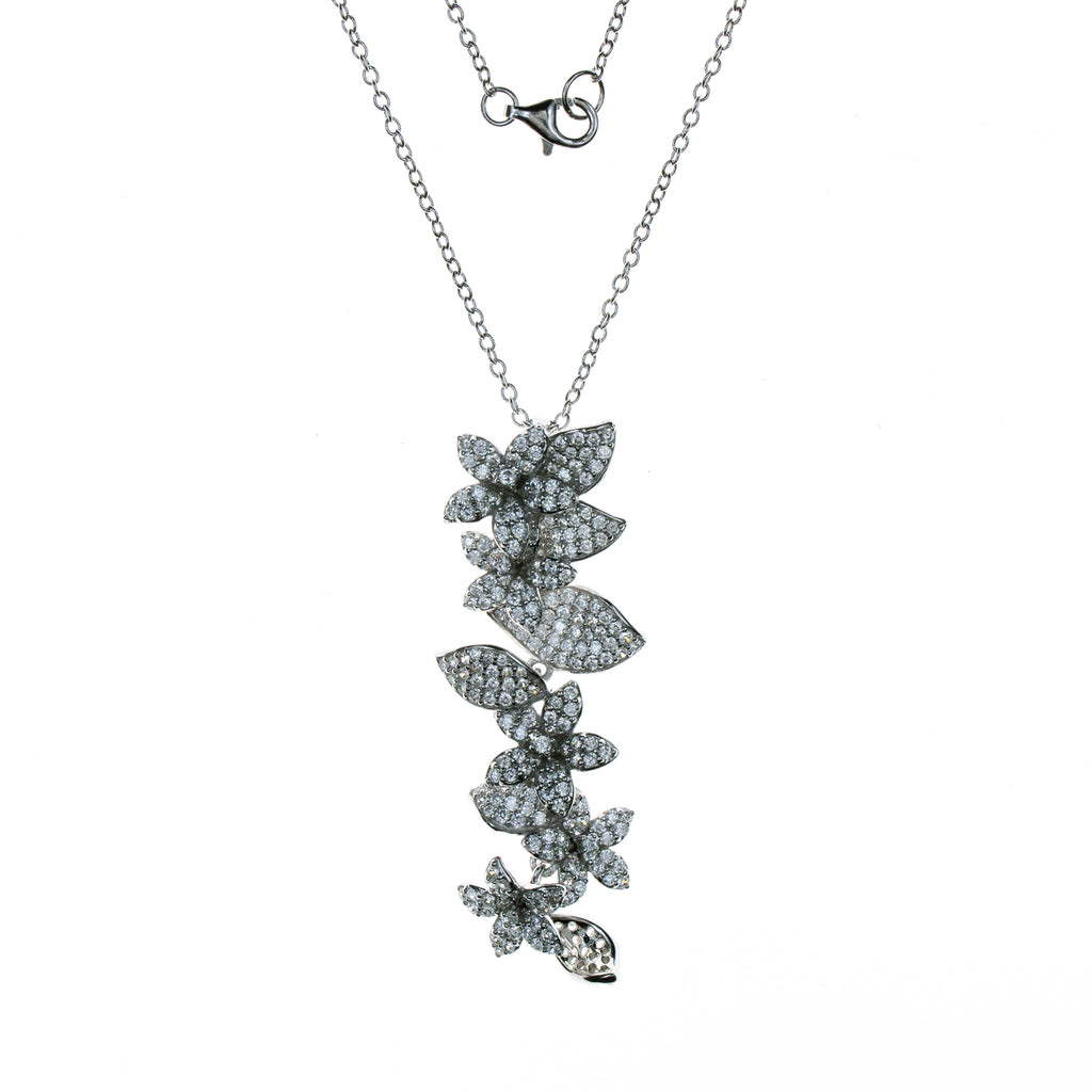 Sterling Silver Cubic Zirconia Leaf Necklace